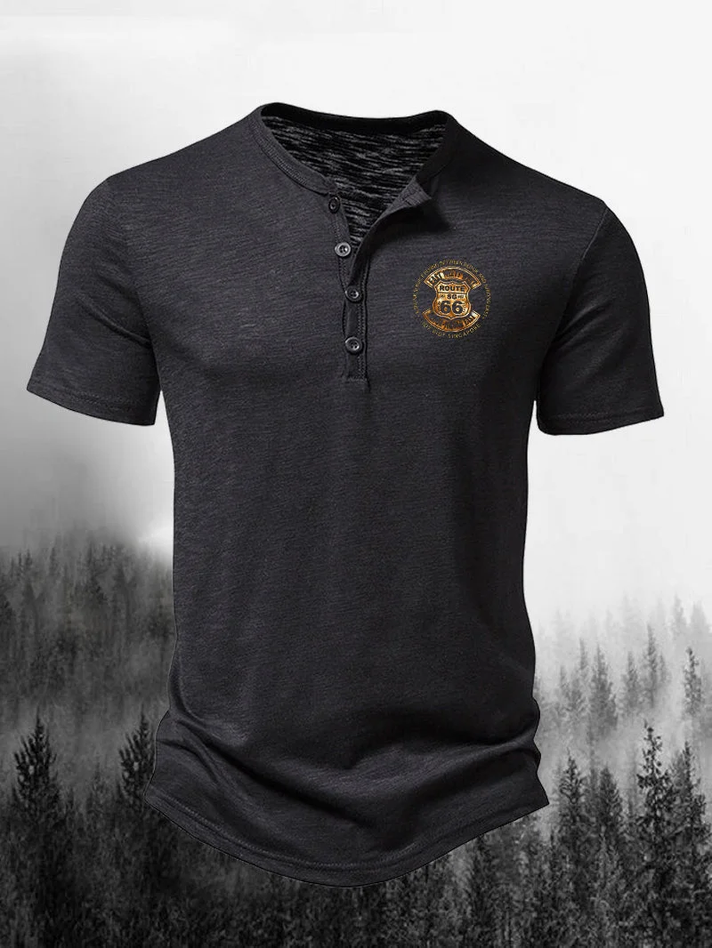 Men's Gold Version No. 66 Henry Collar Short-Sleeved Shirt in  mildstyles