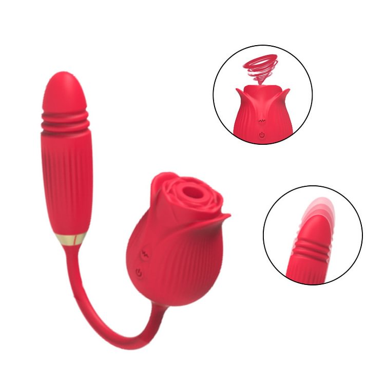 2-in-1 Sucking Rose Toy With Telescopic Jumping Egg
