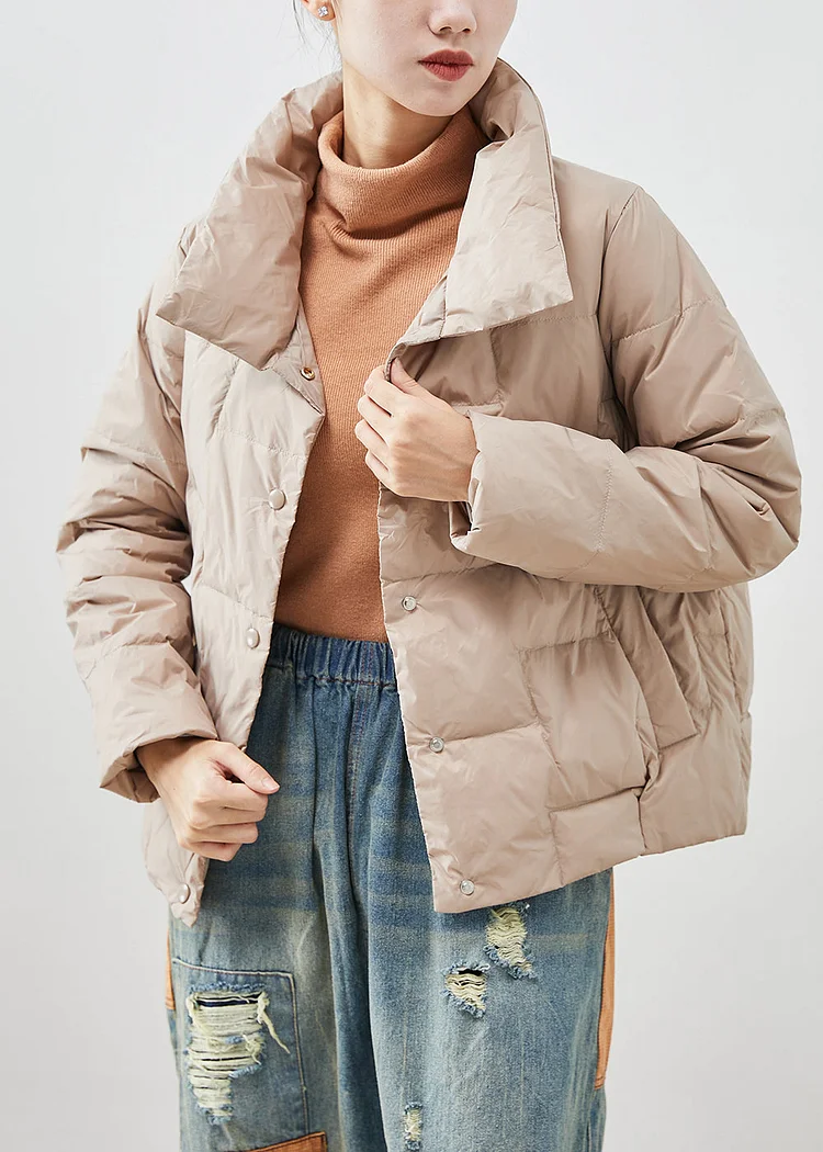 Khaki Duck Down Puffers Jackets Oversized Thick Winter
