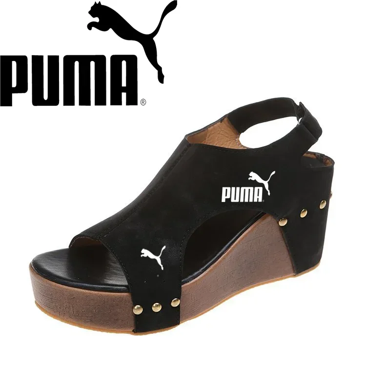 Nowe wiosenno-letnie damskie sandały na dużym koturnie firmy PUMA