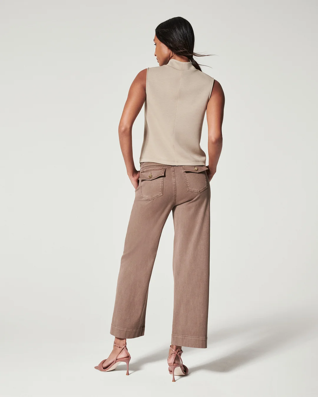 Stretch Twill Cropped Wide Leg Pant