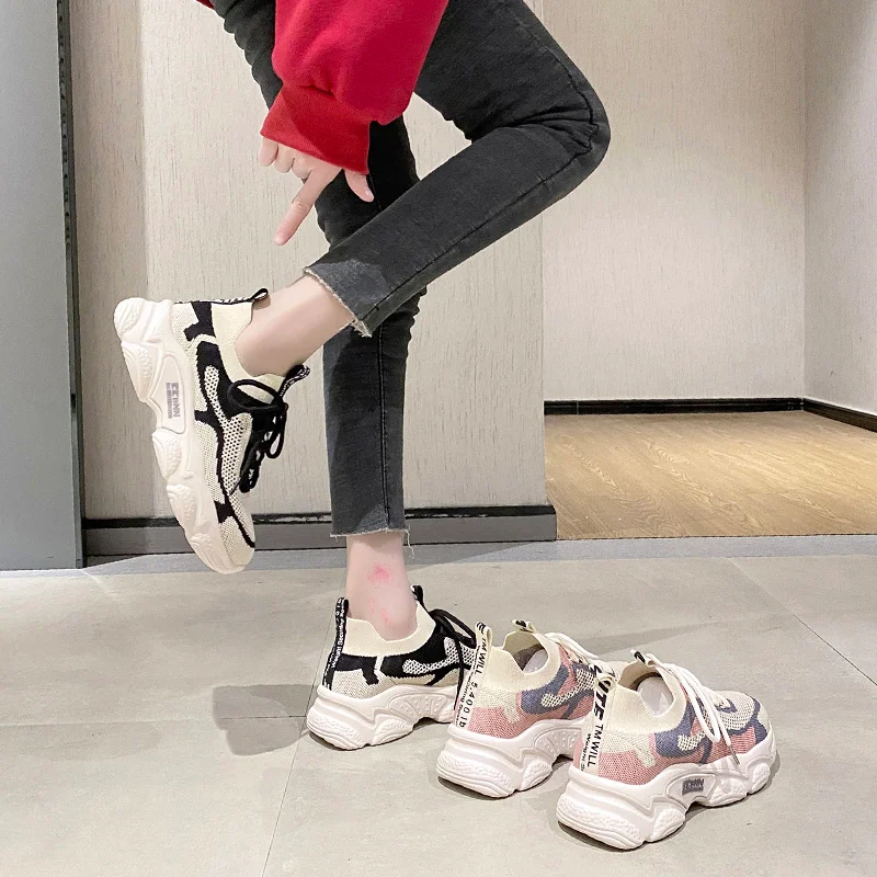 Qengg Sneakers Running Shoes for Women Casual Shoes Women 2022 New Female Breathable Chunky Antislip Light Zapatos De Mujer