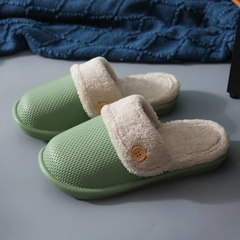 Eva Plush Lining Warmth Home Slippers Autumn Winter Wear Waterproof Thick-Soled Non-Slip Slippers Indoor Household Couple Shoes