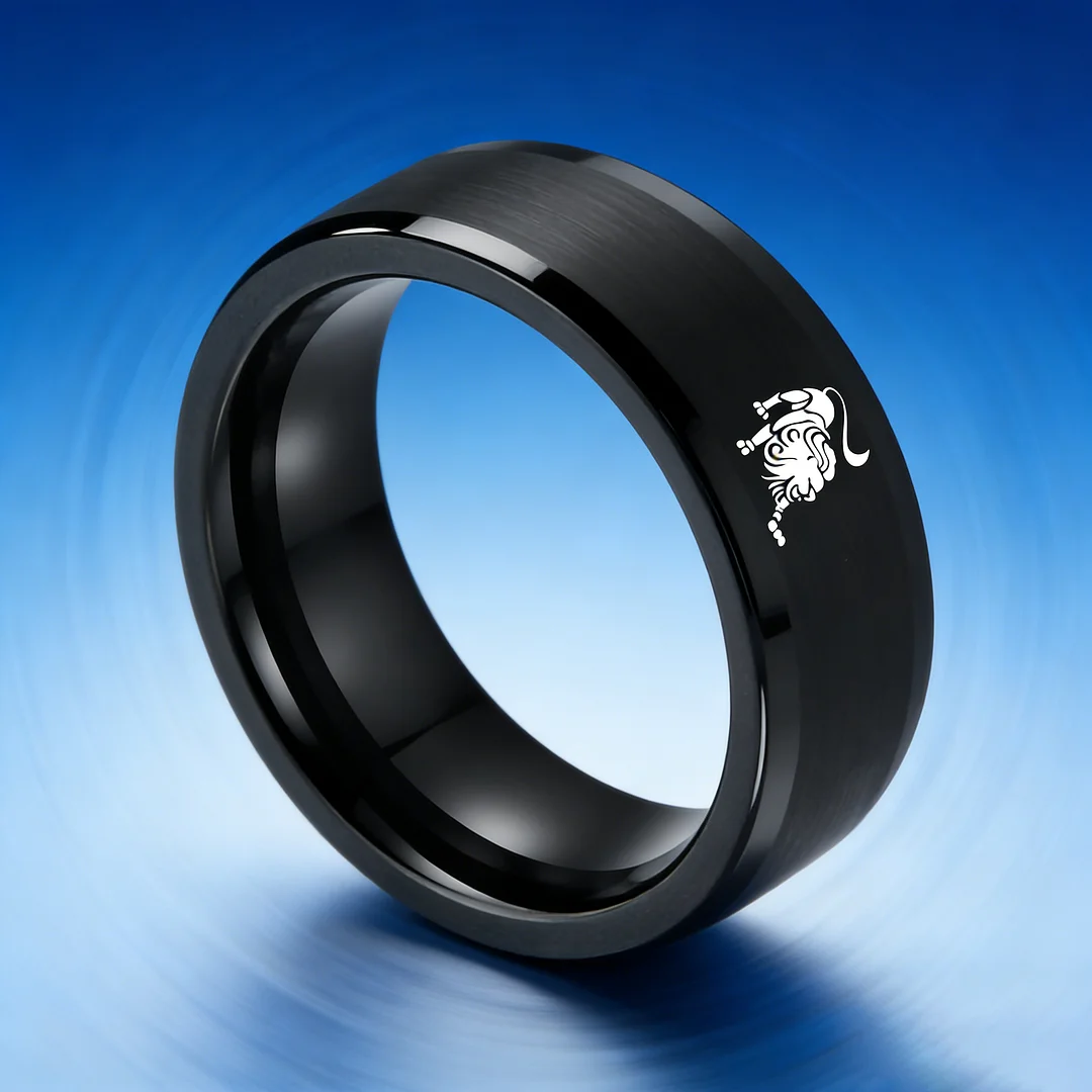 Mens Womens Flat Leo Tungsten Carbide Ring Black Couple Wedding Bands Top Comfort Fit 4MM 6MM 8MM