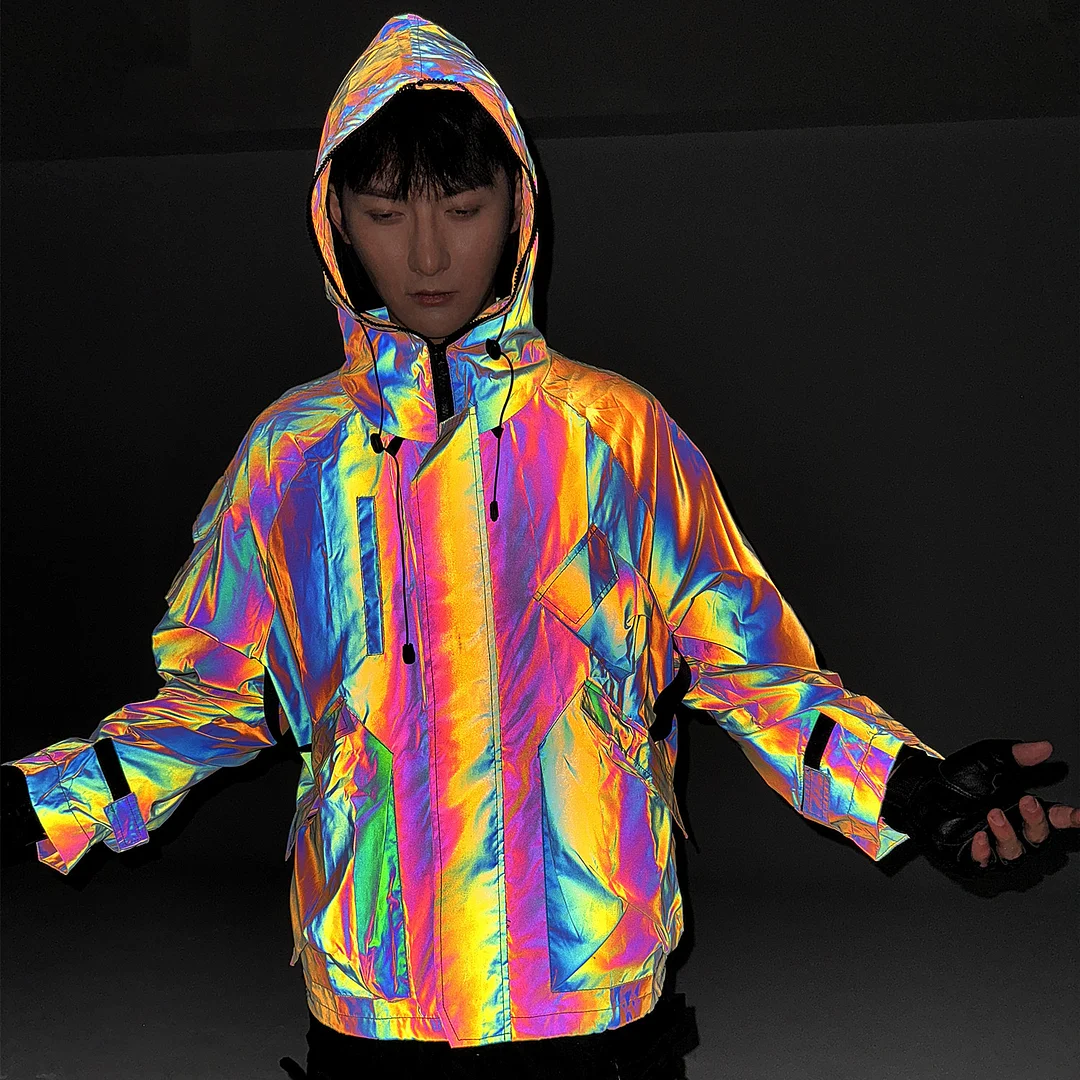 Toloer Multi-Pocket Function Style Dazzle Color Reflective Jacket Autumn And Winter Men's High-End Coat Warm Charge Suit Men's Clothing-Outfit Ideas