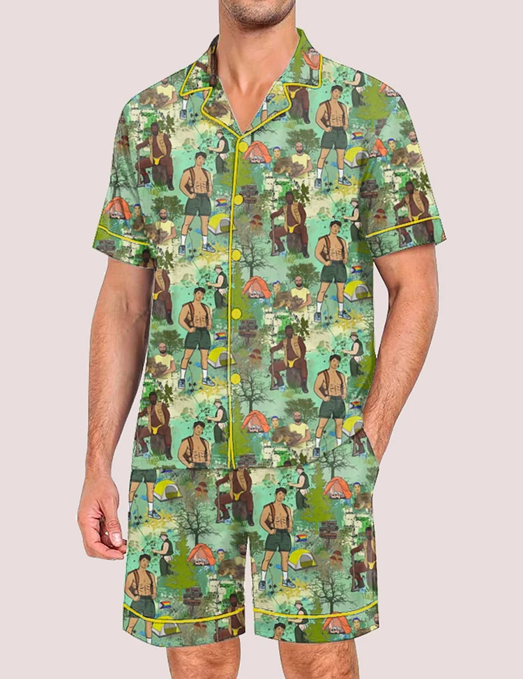 Men's Bear Camp Pride Month Love Is Love Print Pajama Set