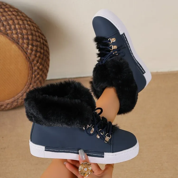 Breakj Breakj The Autumn And Winter Of 2025, The New Large-Size Fur-Snow Boots Are Taut With Thick-Bottomed Round Head Ladies Cotton.