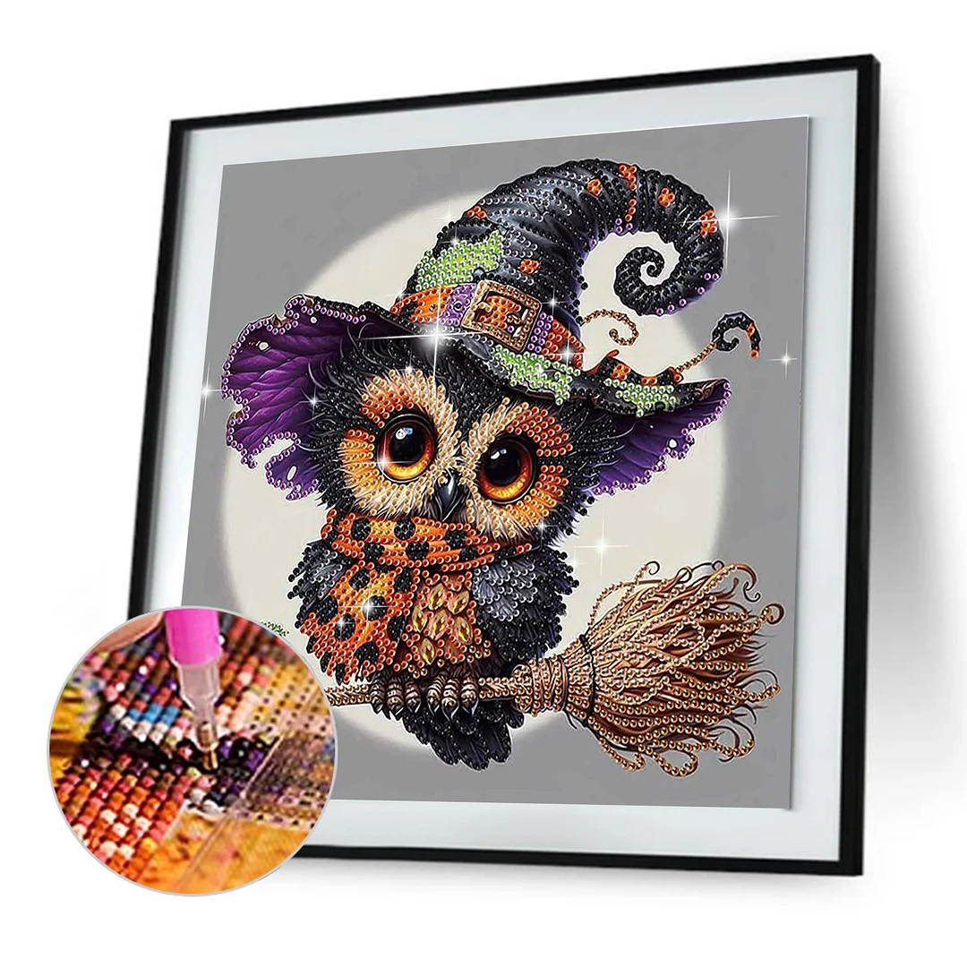 Diamond Painting - Partial Special Shaped Drill - Halloween Owl(Canvas|30*30cm)