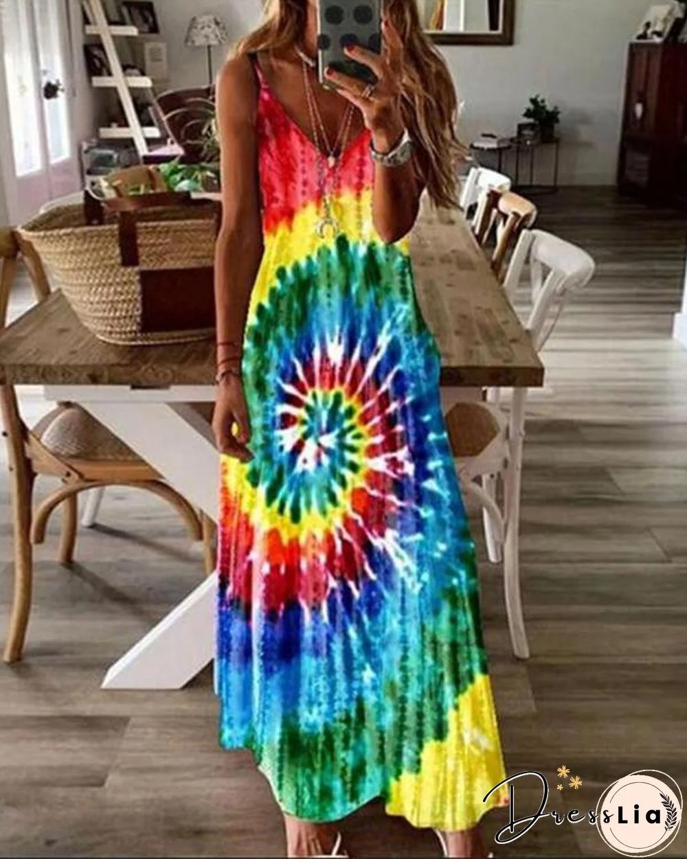 Bohemia Tie-dye Sling Long Dress
