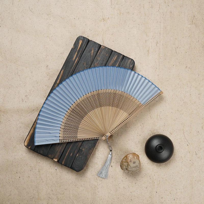 21cm Bamboo Silk Fan Women’s Archaic Folding Fan Tassel 6-inch Scenic Spot Travel Photo Fan