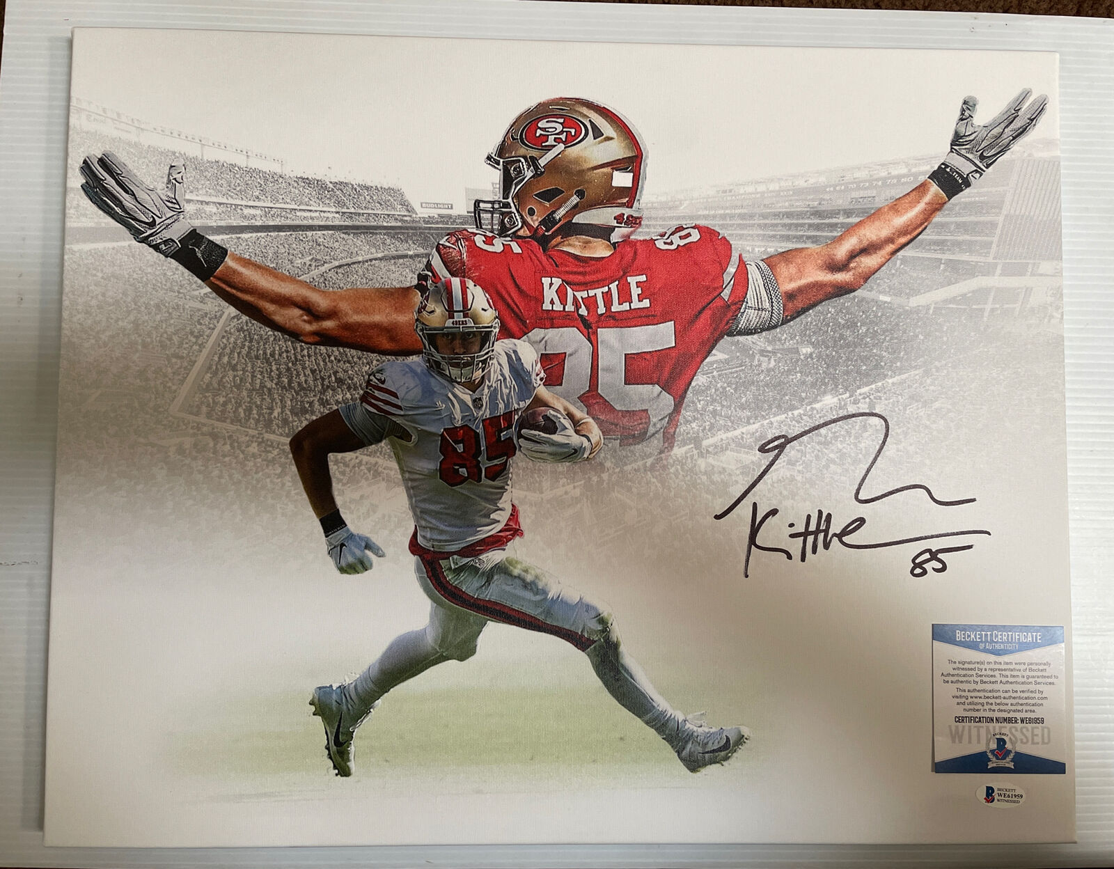 George Kittle Signed Signed San Francisco 49ers 16x20 Canvas BECKETT COA 2