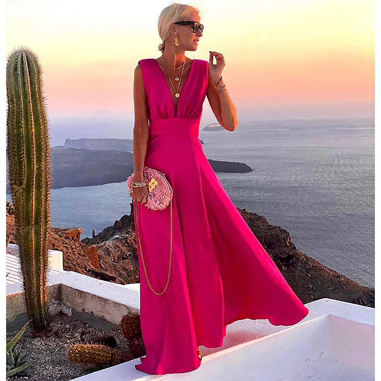 Santorini Pink Maxi Dress
