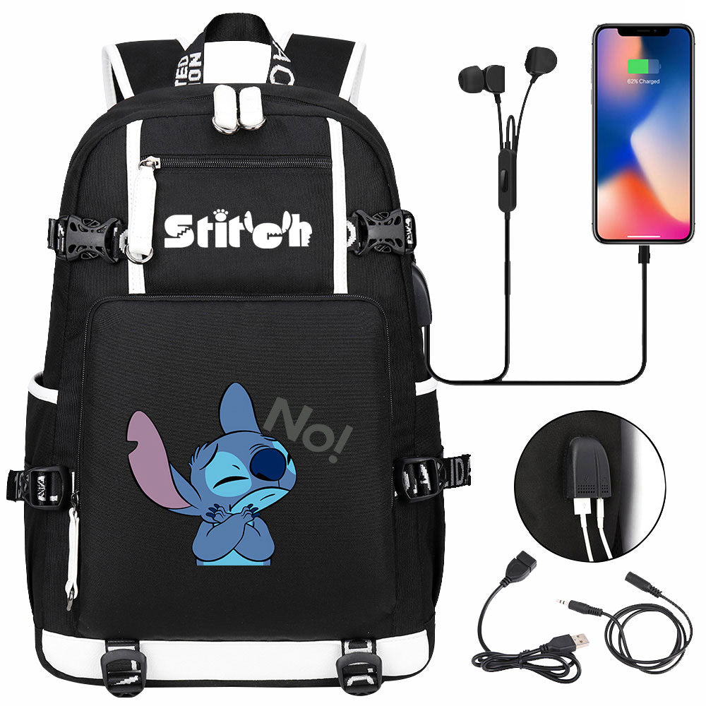 Mayoulove Lilo & Stitch Stitch No #3 USB Charging Backpack School NoteBook Laptop Travel Bags-Mayoulove
