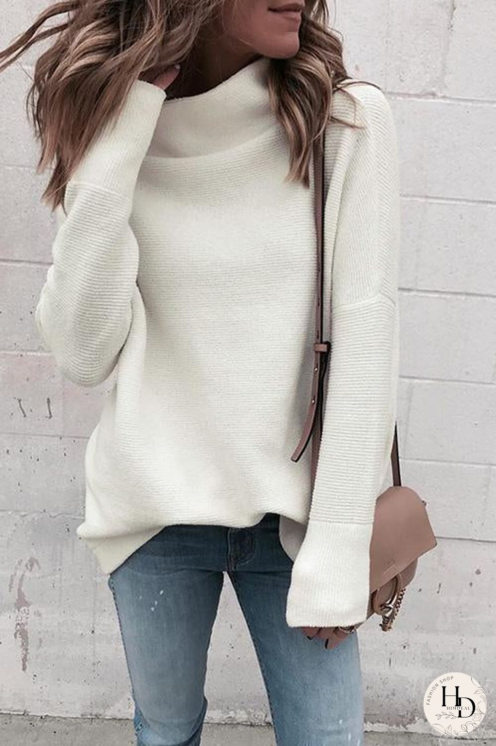 Pure White Ribbed Knitting Top