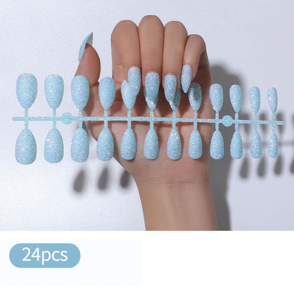 Free shipping fake nails Nail Art Decorations 24pcs Fake Nails Solid Color Frosted Matte Full Cover новогодние накладные ногти-Nail Inspo