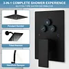 [US Local Warehouse] Mixer Shower W/ 12in Ceiling Mount 6in Wall Mount Showers Head Ceiling Mounted Shower System Combo Set Push Button Diverter with 2 in 1 Handheld for Bathroom and Hotel