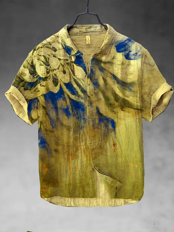 Men's Floral Vintage Printed Short Sleeve Shirt
