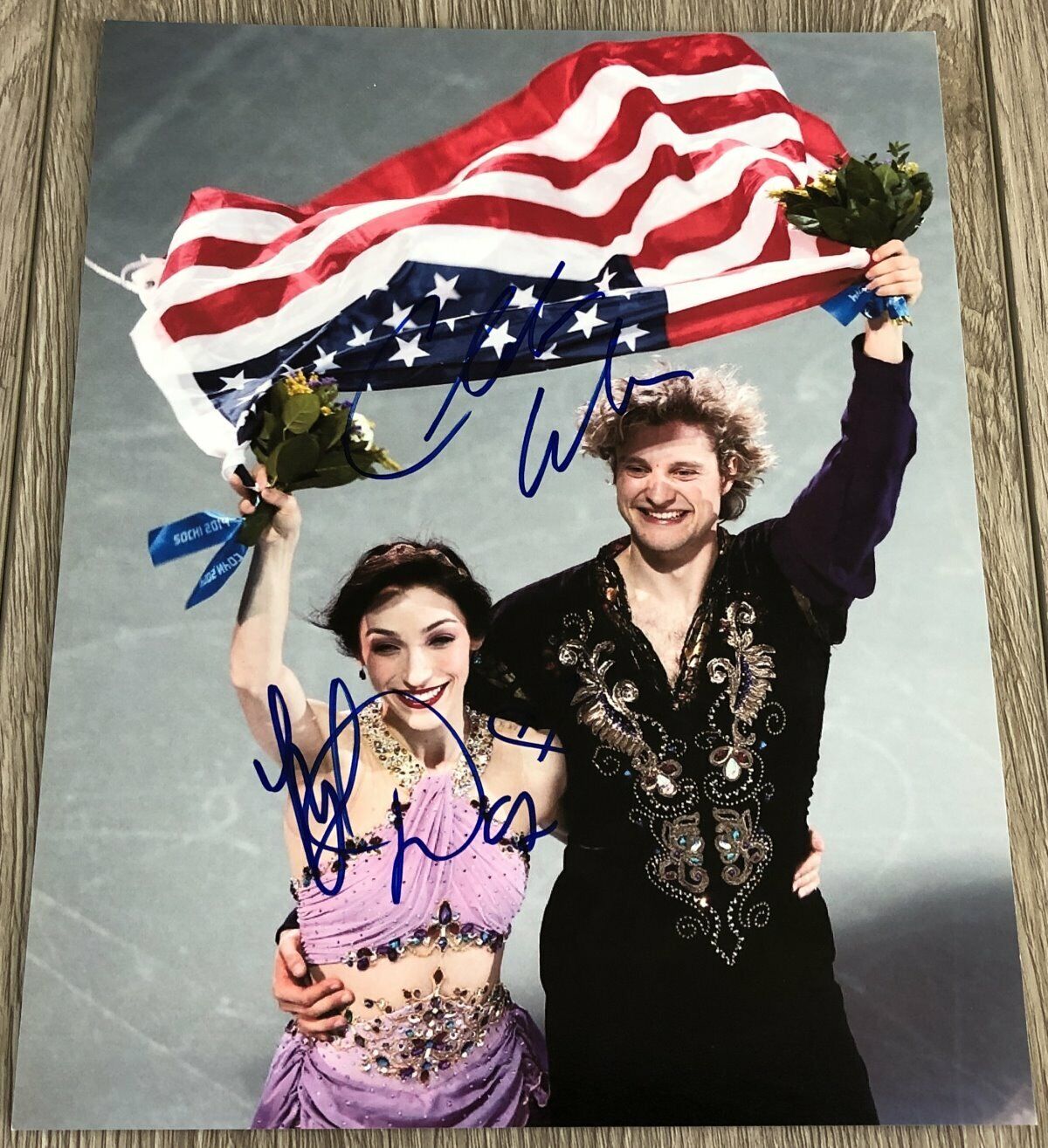 USA MERYL DAVIS CHARLIE WHITE FIGURE SKATING SIGNED AUTOGRAPH 8x10 Photo Poster painting w/PROOF