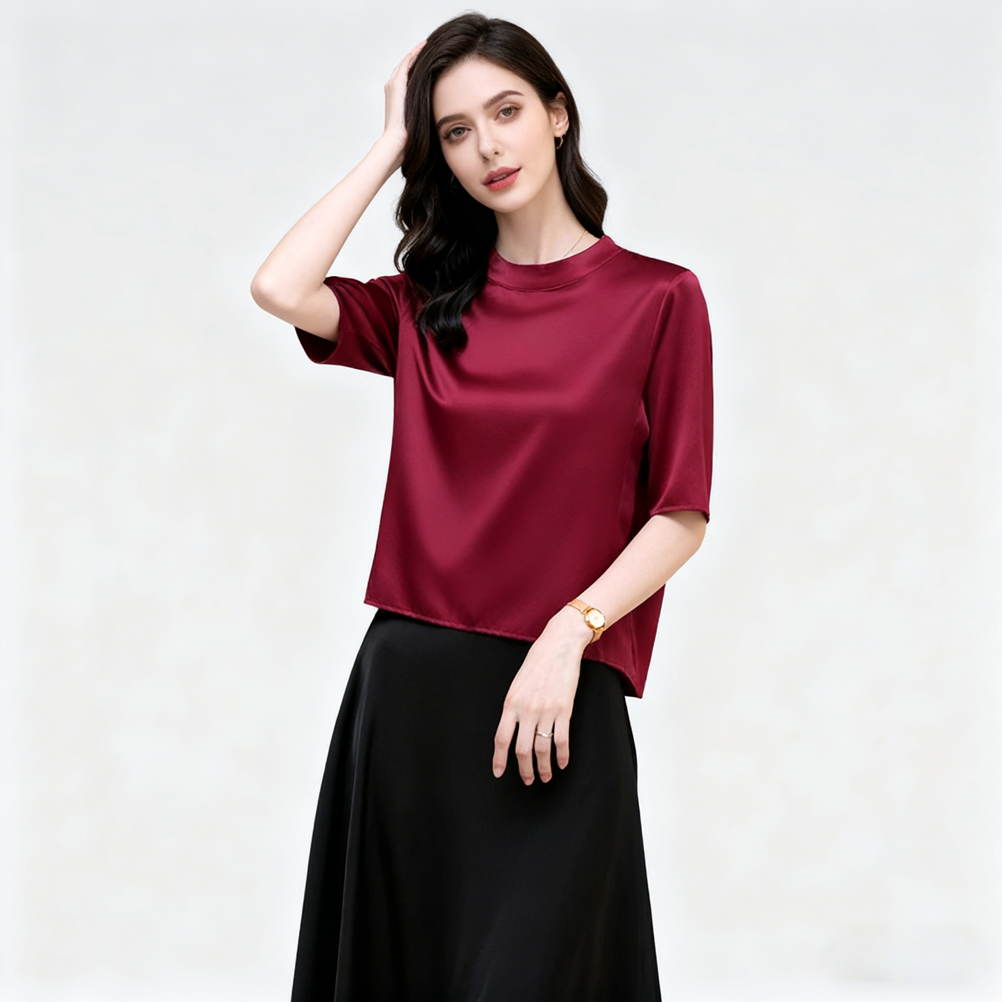 Solid Color Fashion Silk Shirt for Women REAL SILK LIFE