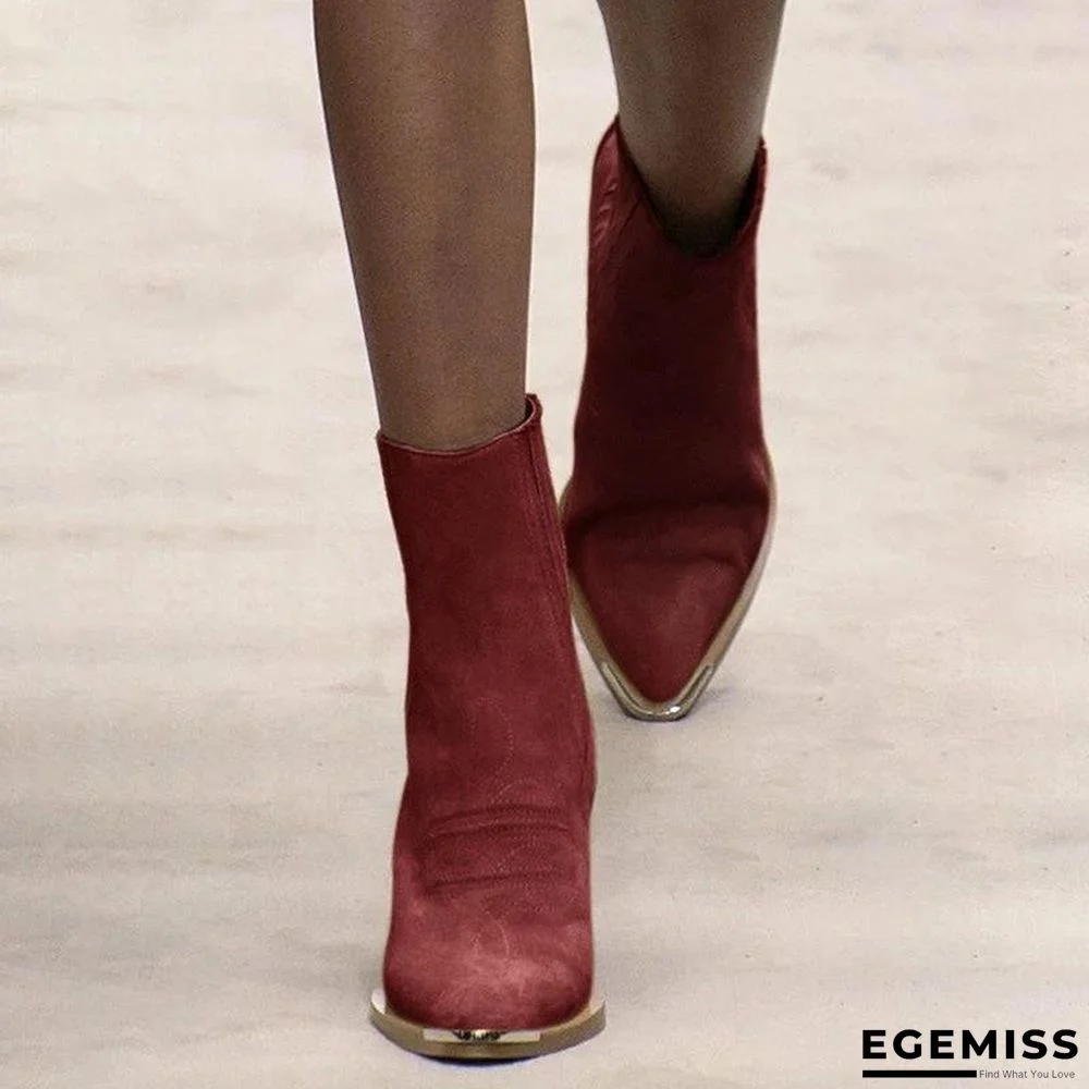 Chunky Heel Pointed Ankle Boots | EGEMISS