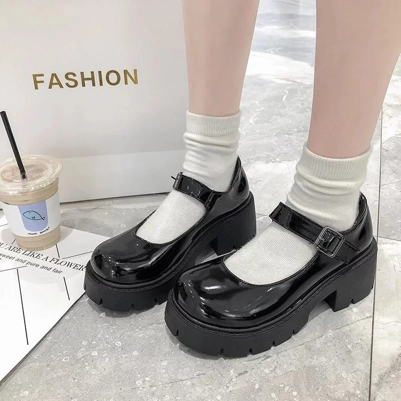 Lolita Shoes Japanese Style Soft Sister Girls High Heel Platform Leather Shoes College Student Jk Uniform Cosplay Costume Shoes