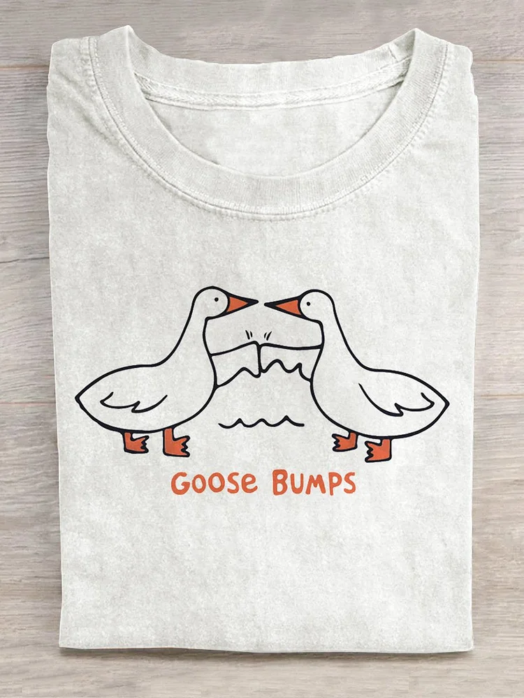 Teecade Teecade  Cute Goose Bumps Funny Print T-shirt
