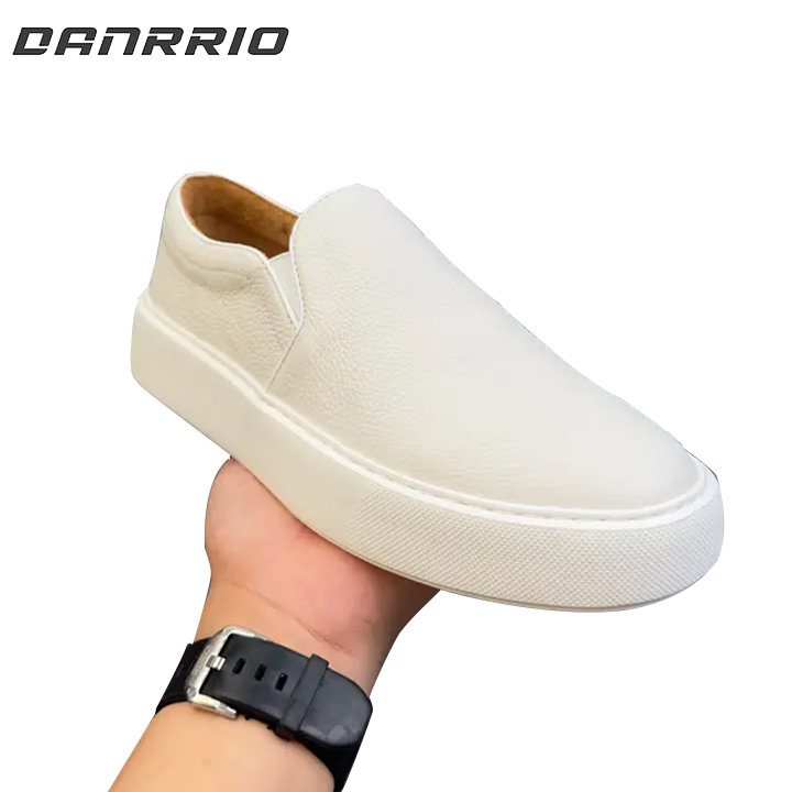 DANRRIO Handemade Retro Genuine Leather Breathable Soft Leather Casual Men's White Sneakers DANRRIO.COM DANRRIO