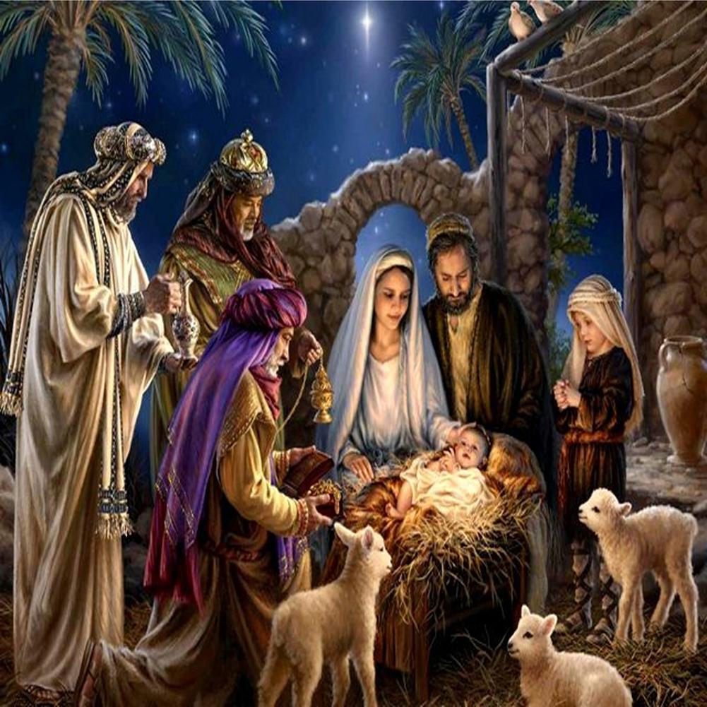 

40*30CM - Birth of Jesus - Round Drill Diamond Painting, 501 Original