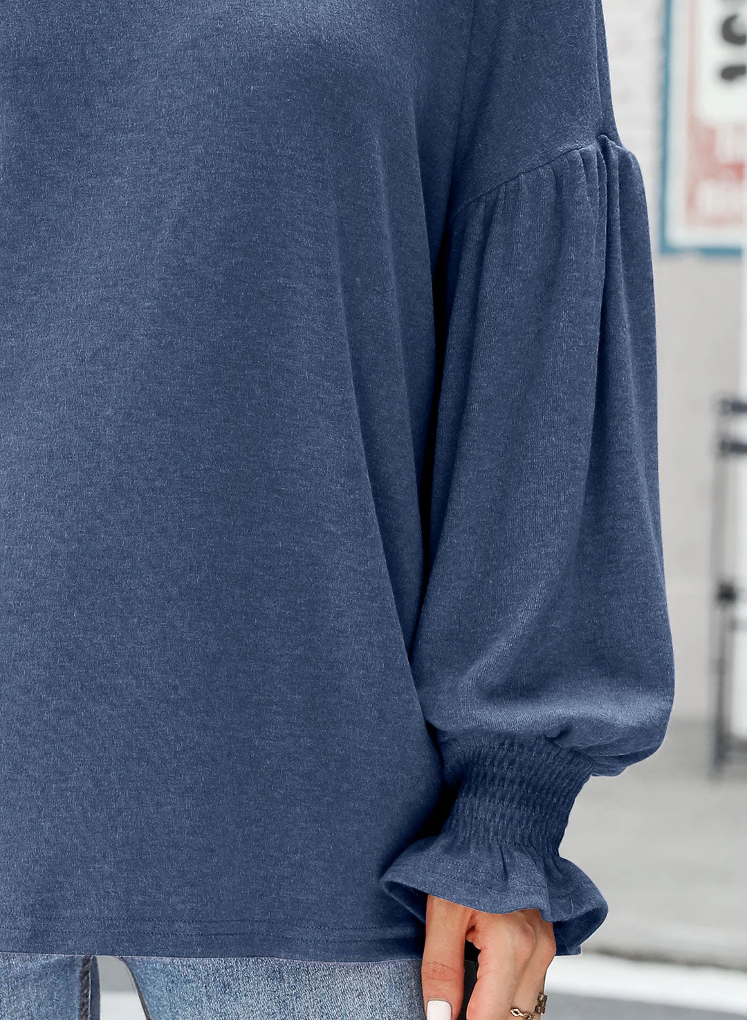 MIHOLL Womens Long Sleeve Top Crew Neck Ruffle Lantern Sleeve Casual Loose Blouse T Shirts