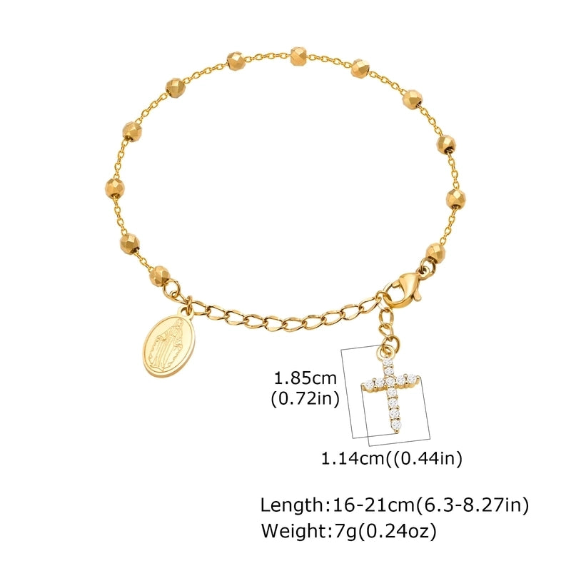 Elegant Lady IG Style Portrait Virgin Mary 304 Stainless Steel 18K Gold Plated Bracelets In Bulk Stainless Steel Bracelets