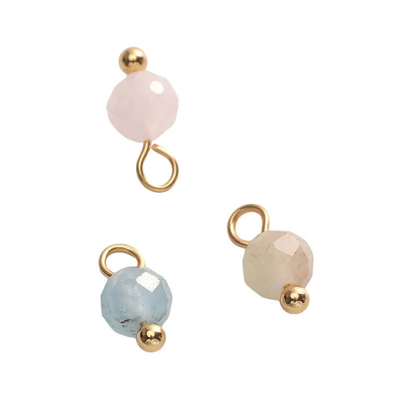 5 PCS/Package Diameter 3mm Diameter 4mm Hole 1~1.9mm Alloy Natural Stone Geometric Pendant Jewelry Accessories