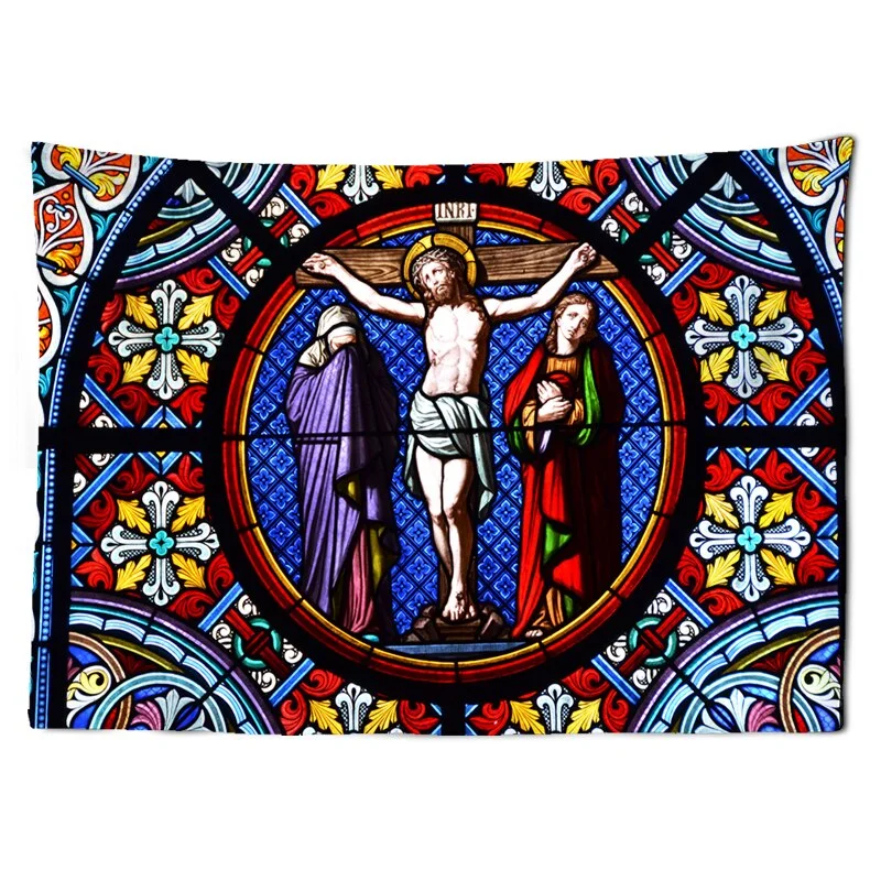 Christ Jesus Tapestry Wall Hanging Artistic Polyester Fabric Cottage Dorm Wall Art Home Decoration Brown Wall Decoration
