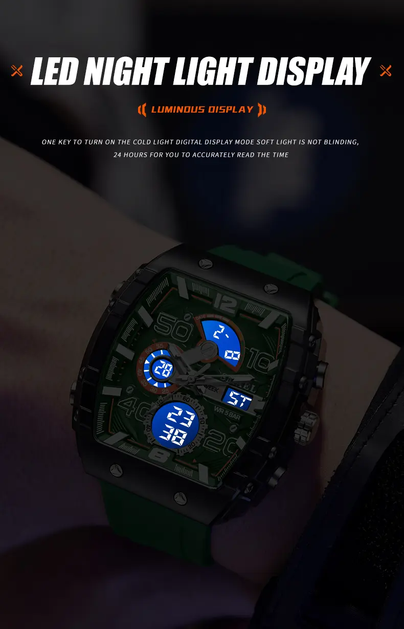 Product Introduction of Electronic Watch, SMAEL, For Men, Suitable for Students and Sports, Waterproof, Glow-in-the-Dark, Multifunctional, Outdoor Personality Square Style, 8109, Men's Watch 7