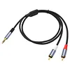 3.5mm To RCA Cable Nylon Braided 3.5mm 1/8 Inch Male TRS To 2 RCA Y Splitter Cable for Smartphones MP3 Tablets Speakers HDTV