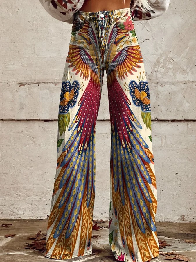 Women's Vintage Western Wide Leg Pants