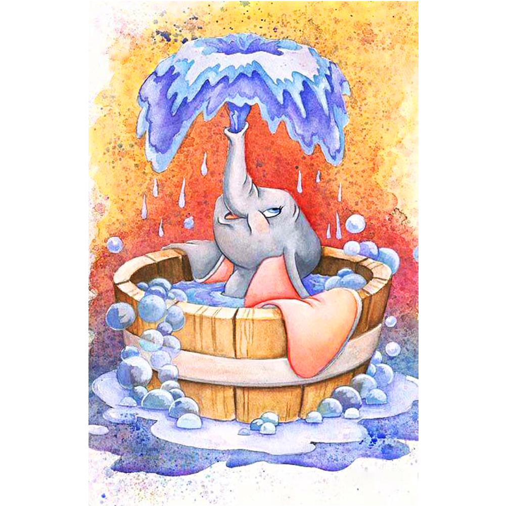 

Elephant Soak - 14CT Counted Cross Stitch - 36*52CM, 501 Original