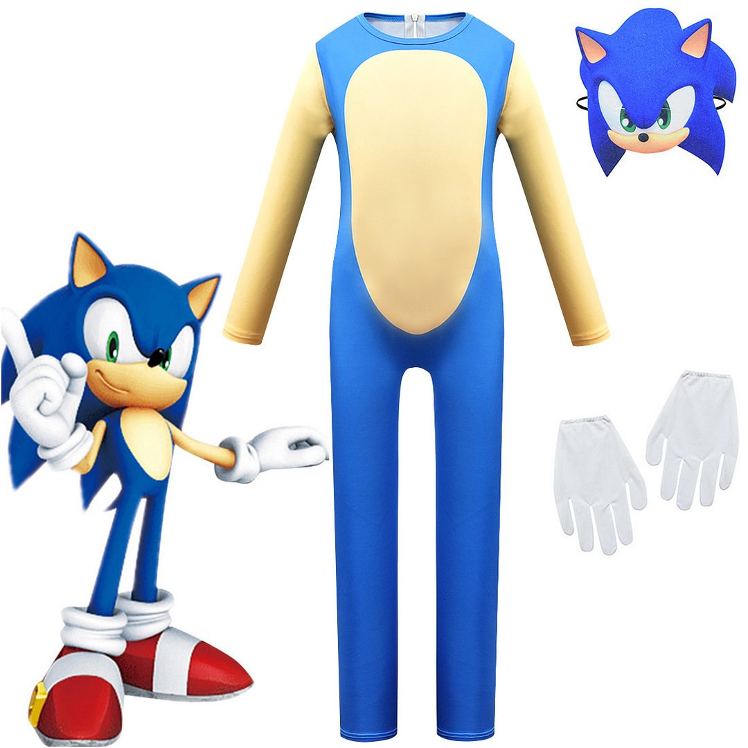 Kids Sonic The Hedgehog Cosplay Zentai Suit Costume Children Jumpsuit Bodysuit Outfits-Pajamasbuy