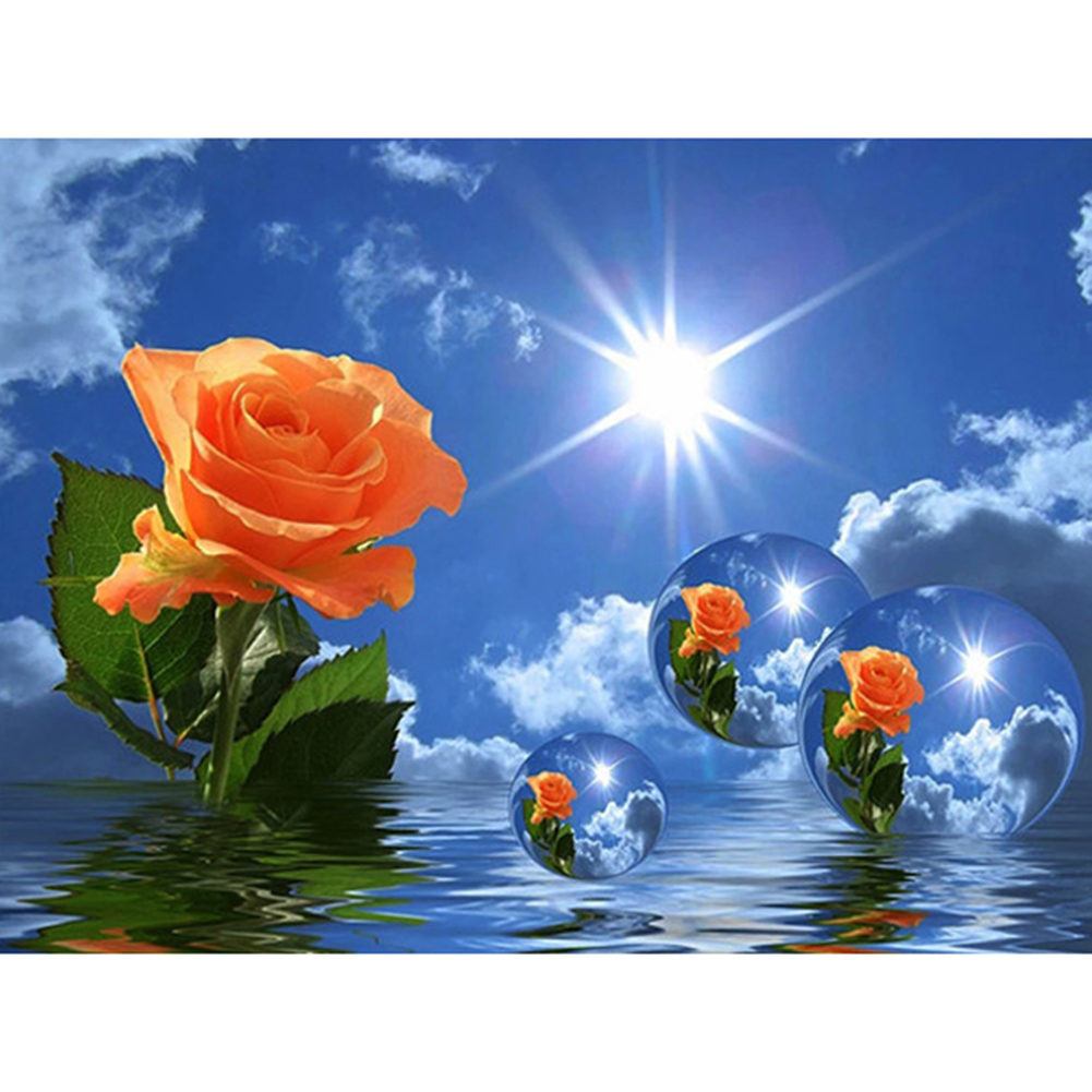 

45*35CM - Round Drill Diamond Painting - Yellow Rose, 501 Original