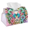 (24cm)Diamond Art Tissue Box DIY PU Napkin Cover for Home Decoration(Butterfly)