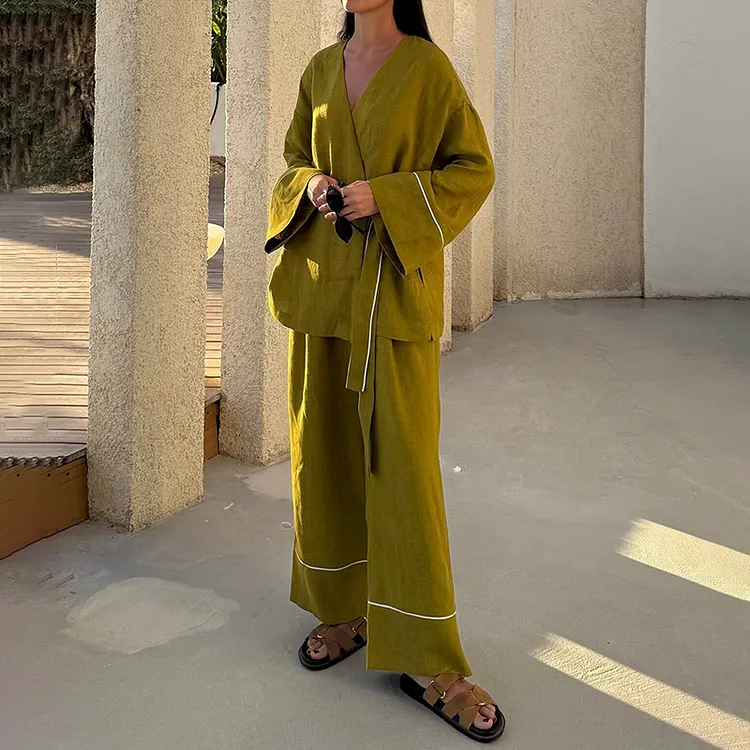 Women's Elegant Cardigan And Casual Pants Two-piece Set