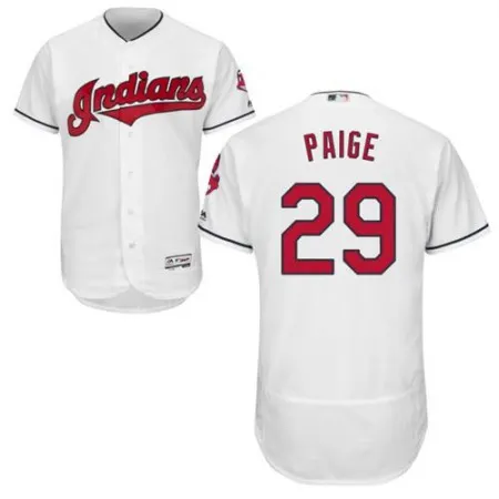 indians #29 Satchel Paige White Flexbase Authentic Collection Stitched MLB Jersey