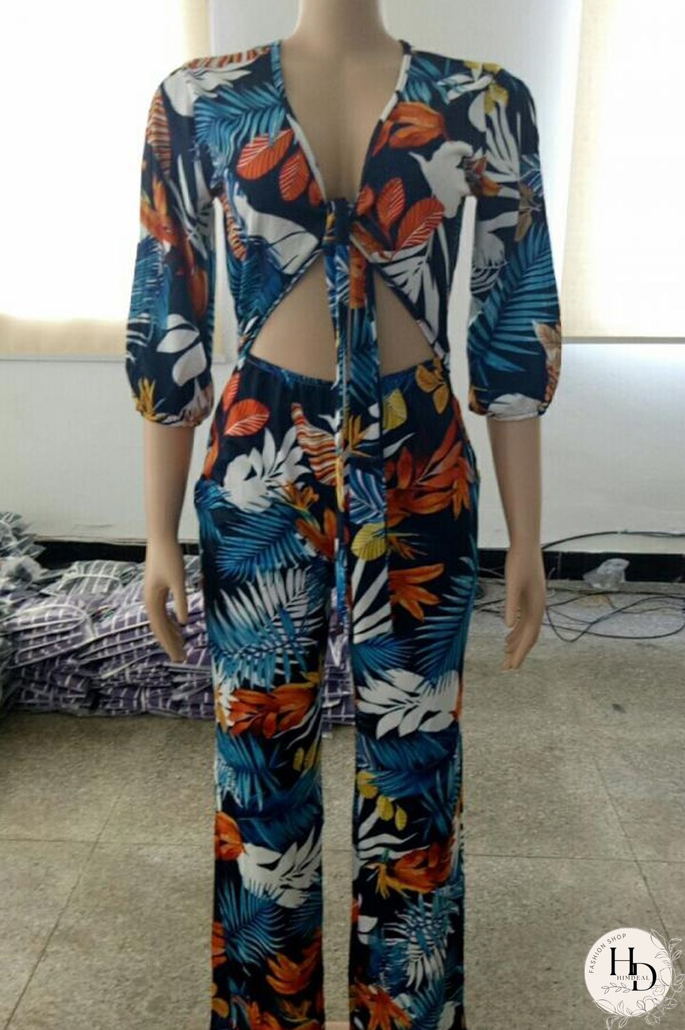 Coffee Sexy Fashion Asymmetrical Hollow bandage Polyester Sleeveless Slip Jumpsuits