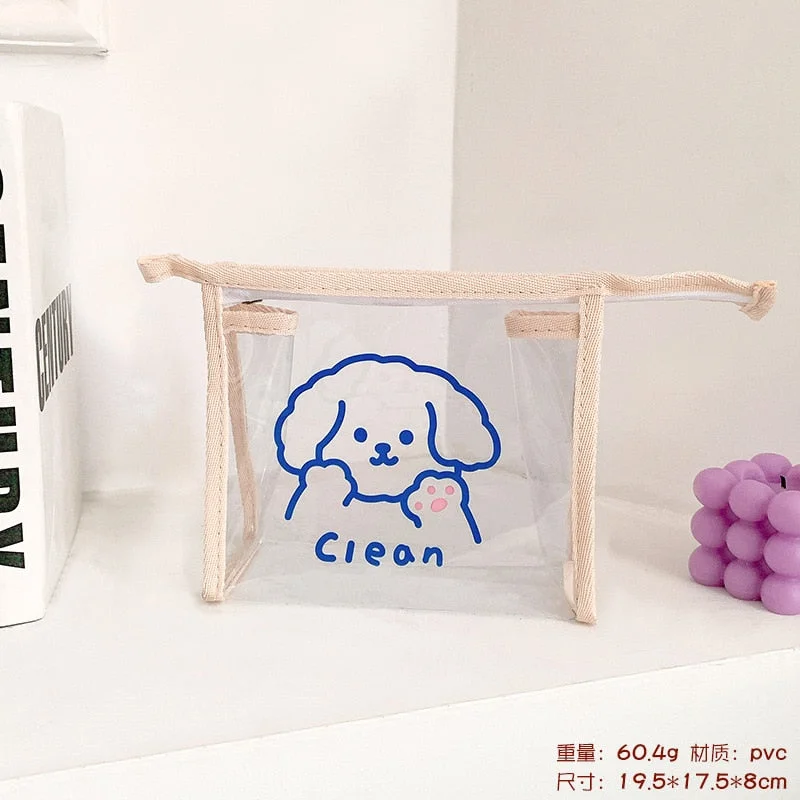 W&G Cartoon Transparent Pencil Case Korea Ins Wind Cute Large Capacity Storage Bag Pvc Waterproof Cosmetic Bag