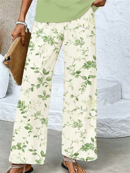 Women's Sleeveless Square Collar Floral Printed Casual Set