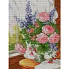[Limited stock-Cross Stitch]Flowers On Windowsill-Full Embroidery 2 Strands 14CT Stamped Cross Stitch-35*47CM