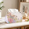 (24cm)Soft Pink Floral Butterfly 24cm DIY Diamond Painting Rhinestones Decorative Tissue Box Reusable Crystal Mosaic PU Tissue Holder for Home Car Desk Decoration Craft