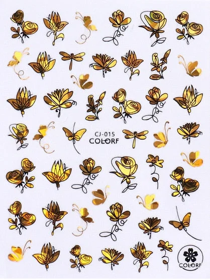 1PC Fall Leaf Flowers Line 3D Nail Sticker Mape Leaves Waves Pattern Decals Slider DIY Nail Art Decoration Wraps For Manicures-Nail Inspo