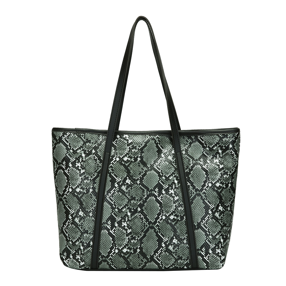 

Retro Snake Pattern Shoulder Top-handle Bag Women PU Large Capacity Handbag, White, 501 Original