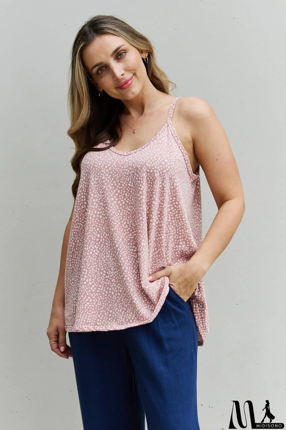 MidiSono - HOPELY High Love Spaghetting Strap V-Neck Top