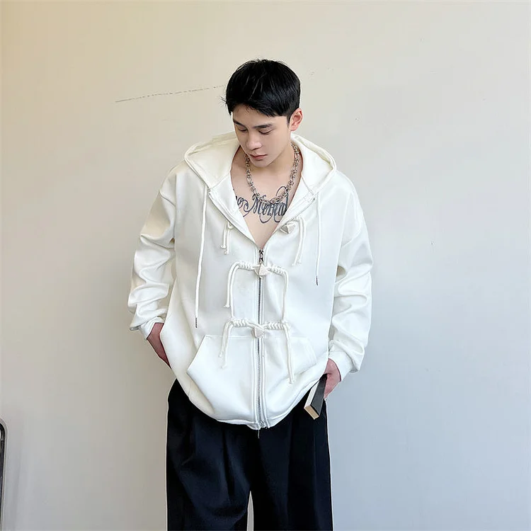 Spring New Chinese Vintage Design Loose Zip Hooded Sweatshirt Jackets-dark style-men's clothing-halloween